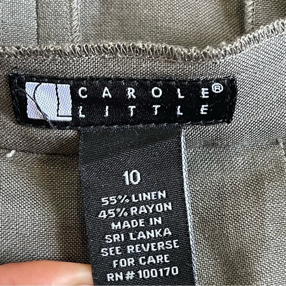 Carole Little Women’s Linen Blend Pleated Embroidered Skirt Size 10 Taupe Summer - Picture 8 of 8